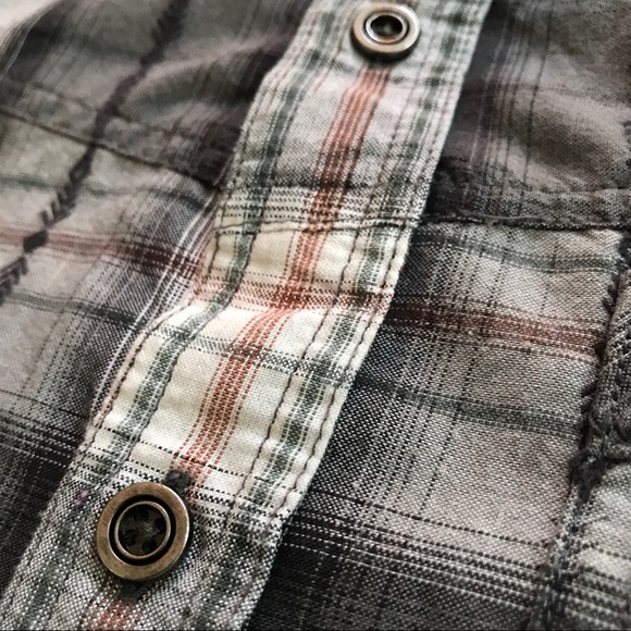 Gray plaid prAna shirt Slim Fit organic cotton - Picture 6 of 10